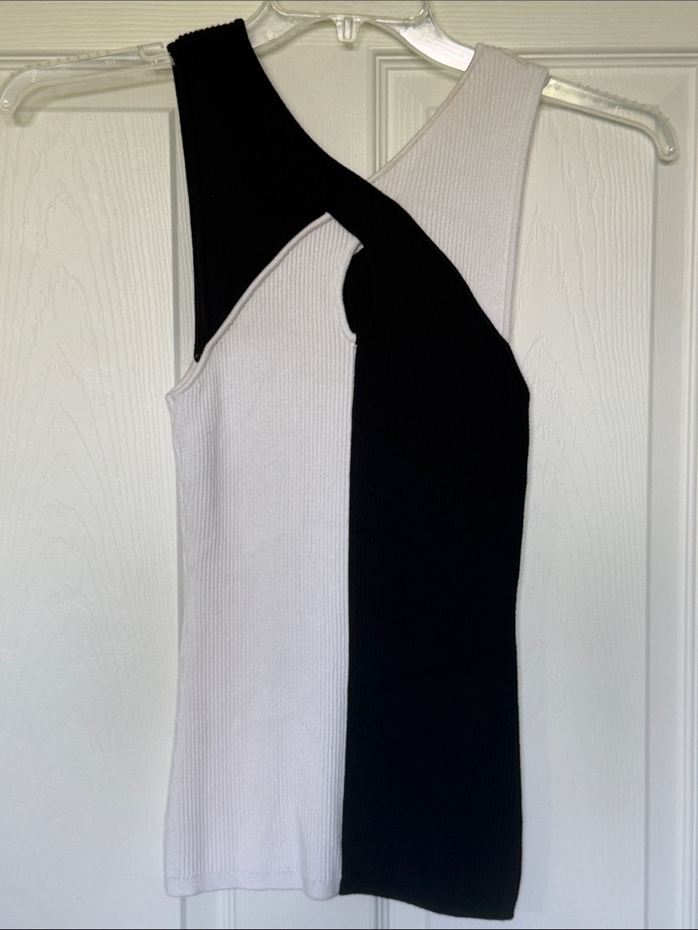 WHITE HOUSE BLACK MARKET Ribbed Colorblock Sweater Tank Top XS Black White - Picture 7 of 12